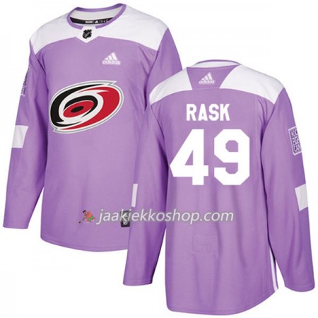 Miehille NHL Carolina Hurricanes Pelipaita Victor Rask 49 Adidas 2017-2018 Violetti Fights Cancer Practice Authentic